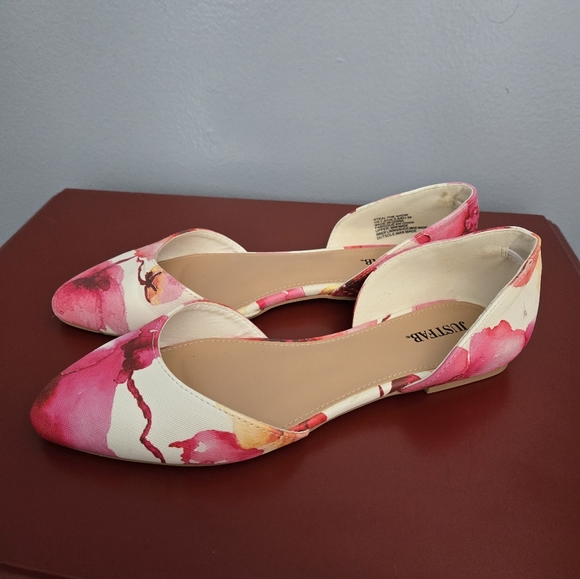 Just Fab Steal The Show Pink Floral Faux Leather D'Orsay Flats 7.5 (Runs Big) - Picture 5 of 12